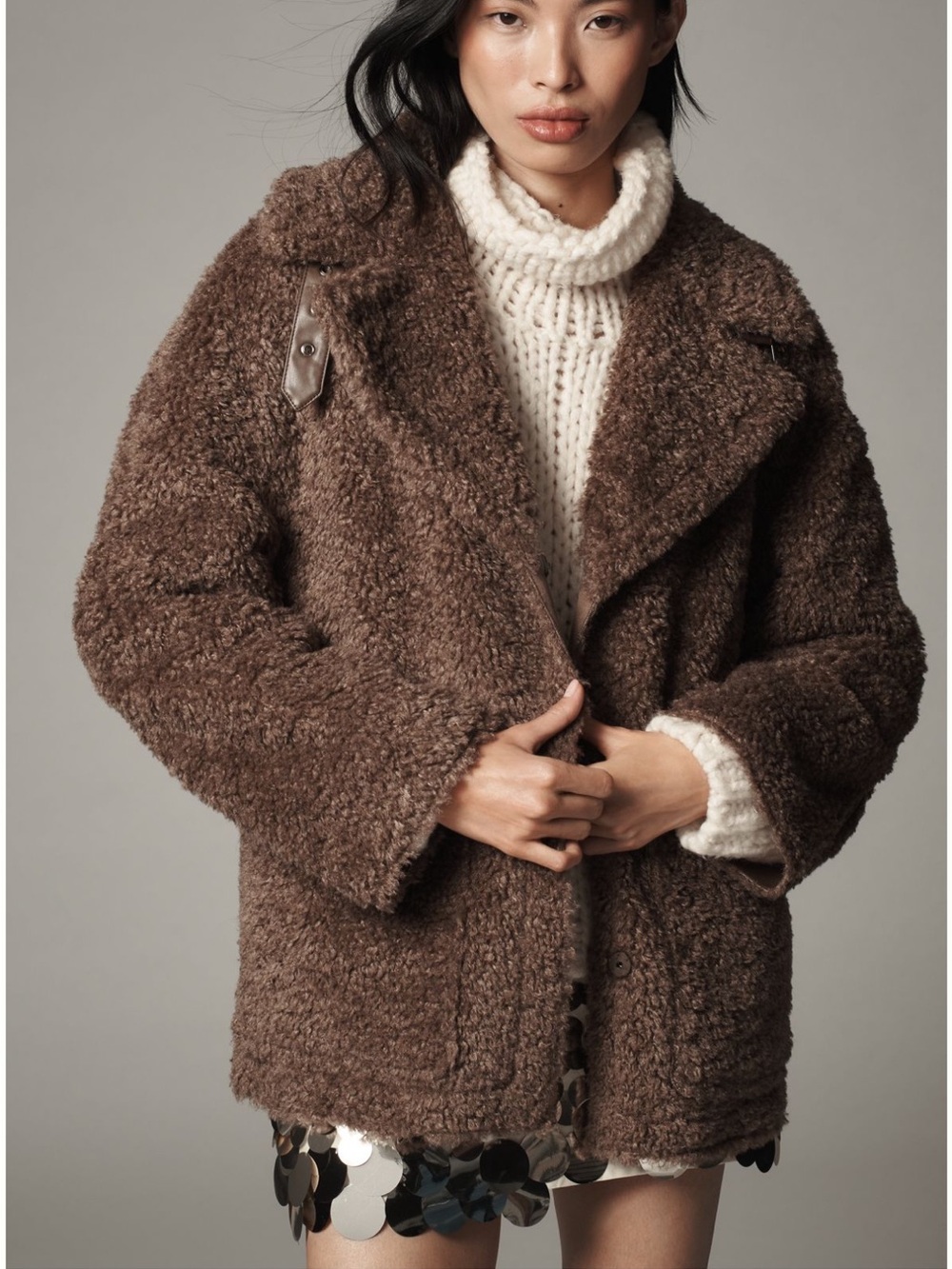 Pilcro Reverse-able Faux Sherling Coat